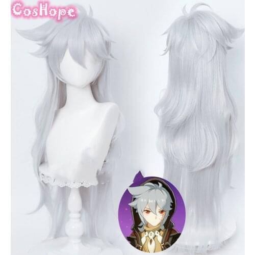 Genshin Impact Razor Cosplay 100cm Christmas Silver Gray Wig Cosplay Anime Cosplay Wigs Heat Resistant Synthetic Wigs Halloween