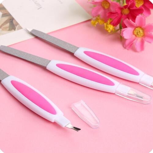 Hot sale 2 in 1 Nail File Dead Skin Fork Manicure Tool Stainless Steel Multi-function Double-headed Nail File