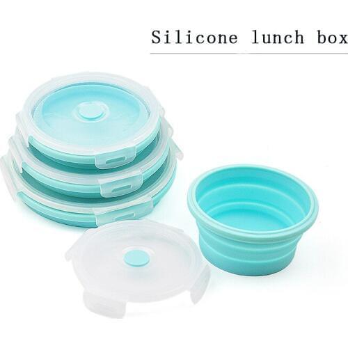 Portable Folding Lunch Box Round Silica Gel Microwave Oven Box