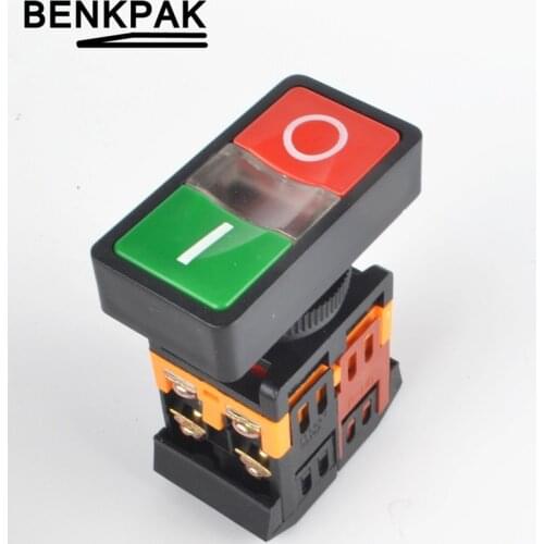 22mm mounting size Start-stop Double button illuminated push button switch with lamp 12V 220V