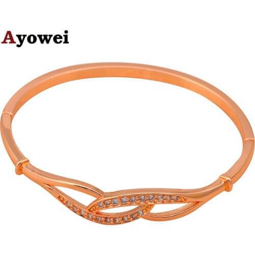 Romantic design White Crystal AAA Zirconia Fashion jewelry k Rose Gold color Bangles TB204A Free shipping
