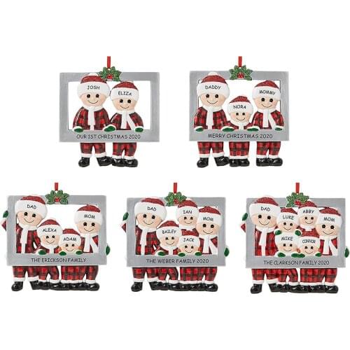 90*70mm Family Christmas Pendant Ornament DIY Decor Gift Personalised 2021 Family Xmas Tree Decoration Reindeer Gift