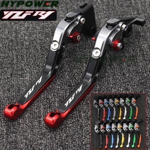 With Logo(YZF R1) Red+Titanium CNC New Adjustable Motorcycle Brake Clutch Levers For Yamaha YZF R1 2009 2010 2011 2012 2013 2014
