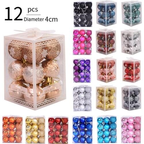 12Pcs Christmas Tree Ball Decorations Xmas Ball Red Gold Silver Pink Blue Hanging Home Party Decoration for home Navidad