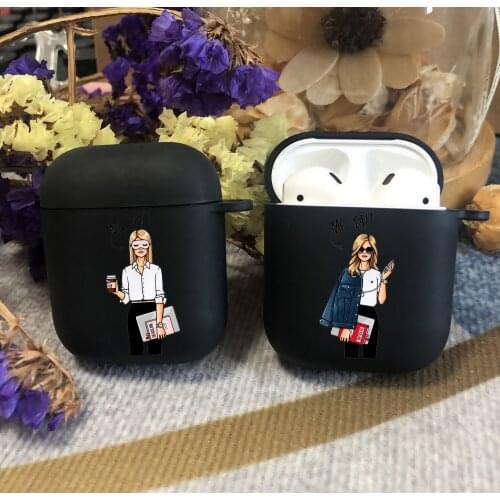 Cute Fashion Work Girl black TPU silicone Bluetooth Airpod Case cover For Airpods 1/2 Airpods pro soft cover