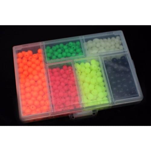 Tigofly 850pcs/box Plastic Fishing Beads Round&Oval Luminous Sea Floating Rigs Lure Bait Fly Tying Beads Material Fishing Tackle