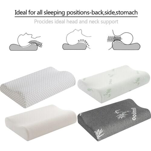 High Quality Memory Foam Bedding Neck Head Pillow for Neck Pain Sleeping with Washable Removeable Pillowcase 50*30cm