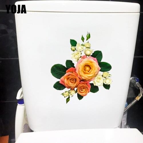 YOJA 21.2×24.7CM Gorgeous Rose Fashion Home Living Room Wall Stickers Creative Bathroom Toilet Decoration T1-3154