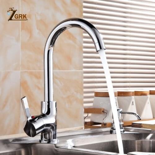 ZGRK Kitchen Faucets Chrome Kitchen Tap Single Hole Swivel 360 Degree Water Mixer Tap Silver Single Handle Kitchen Water Tap