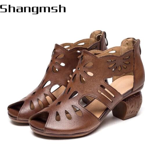 Women square heel pointed toe sandals ladies high heel sandals slingback shoes pumps party elegant block heel shoes 2615