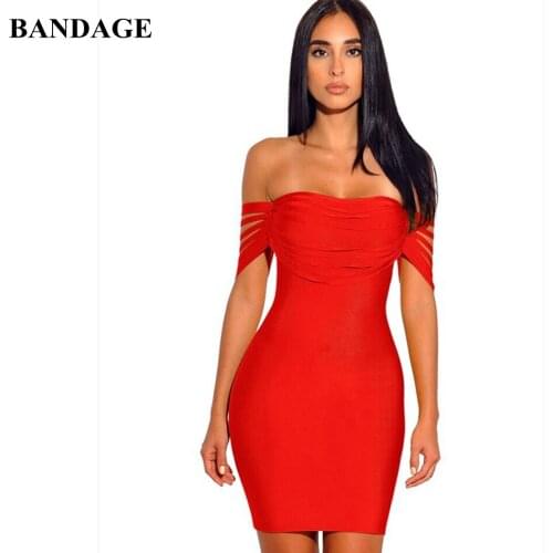 Sexy Off Shoulder Women Bandage Dress Bodycon Slash Neck Bavkless Mini Dresses Celebrity Party Club Sexy Sleeveless Vestidos HL
