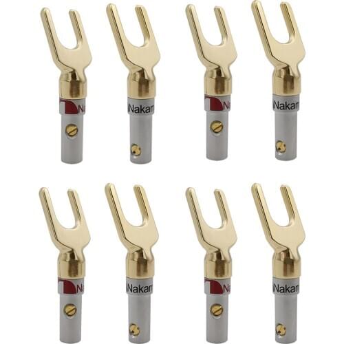 10Pcs Gold Plated Y/U Shape Banana Plug Set Cable Wire Connector Fork Spade Speaker Plugs Adapter Audio Terminals