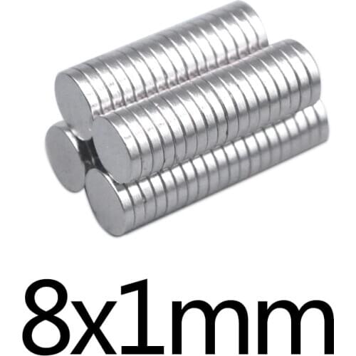100/200/300pcs Powerful Strong Magnetic Magnet 8mmx1mm Permanent Neodymium Magnet 8*1mm Fridge Small Round Magnet 8x1mm