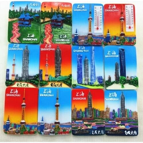 12pcs/lot Shanghai China Refrigerator Magnet Stickers Travel Souvenirs 3D Resin Pearl of the Orient Fridge Magnet