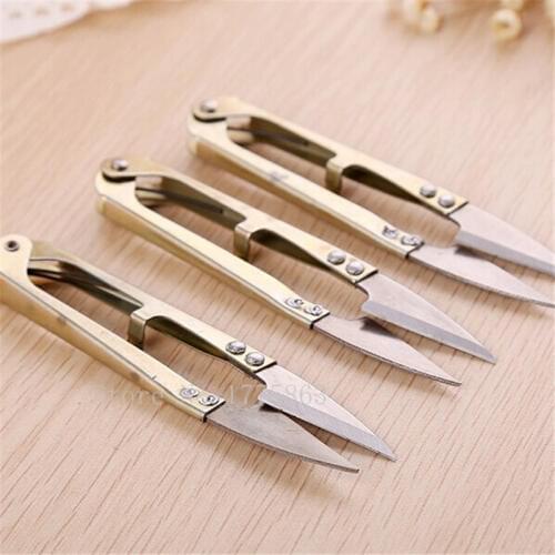 2Pcs Portable Tailors Scissors Practical Sewing Supplies U Shape Sewing Scissors Yarn Snips Thread Cutter Nippers AA7481