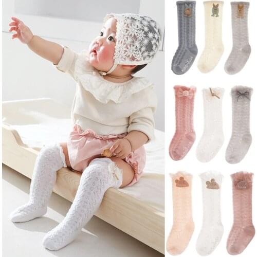 3 Pairs/set Baby Socks for 0-5years Baby Girls Non-slip Breathable and Cool in Summer Thin and Light Anti-mosquito Soft Cotton
