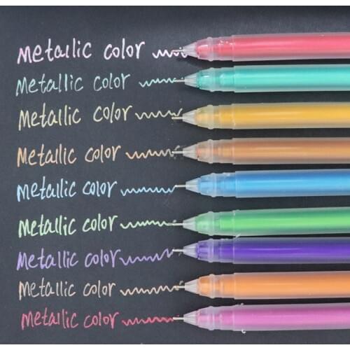9Pcs/Set Glitter Pen Metallic Color Changing Flash Marker Gel Pens Drawing Scrapbook Album Journal DIY Kawaii Stationery School