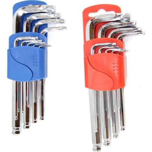 9 Pcs Twisted Head More Torque Strength Hex Key Set Metric/SAE Allen Wrench Set