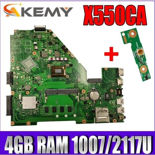Akemy X550CC Laptop motherboard For Asus X550CA X550CL R510C Y581C X550C original mainboard 4GB-RAM 1007U/2117U CPU