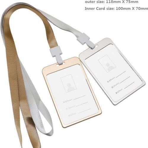 Aluminium Work Name Card Holders with lanyard Business Work Card ID Badge Lanyard Holder Hot Vertical metal ID Business Case