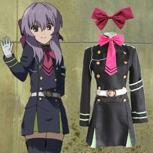 Anime Seraph of the End hiiragi shinoa military uniform Cosplay Costume Dress Free Shipping