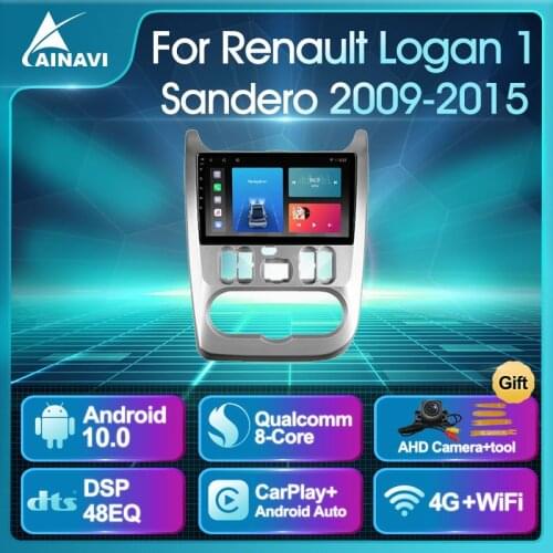 Car Radio Android 10.0 QLED For Renault Logan 1 Sandero 2009-2015 Dacia Duster 2010-2017 Auto Stereo Multimedia Player Carplay