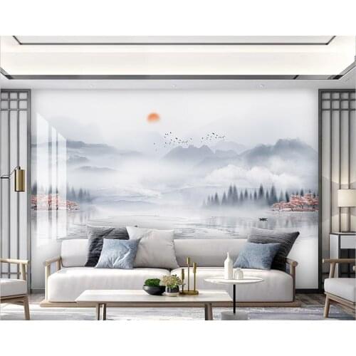 Beibehang Customized modern new Chinese smoke landscape bird TV background wallpaper papel de parede 3d wall papers home decor