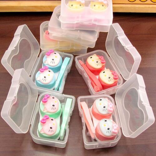 Free ship!1lot=20set!cartoon cute cat contact lenses box / companion box / Cartoon eyeglasses box / lens care /storage box