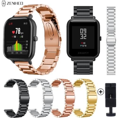 Stainless Steel Bracelet Strap For Xiaomi Huami Amazfit Bip BIT Lite Youth Smart Watch Band For Huami Amazfit GTS/GTR 42mm