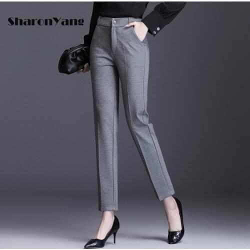 Spring and Autumn Women Pants Fashion High Waist Womens Straight Suit Pants Slim Office Womens Trousers Plus Size 45-100Kg