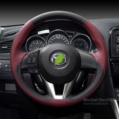 Car steering wheel cover for mazda 36 m5 Cx-5 Cx-4 Cx-8 Hand-stitched suede leather carbon fiber interior accessories