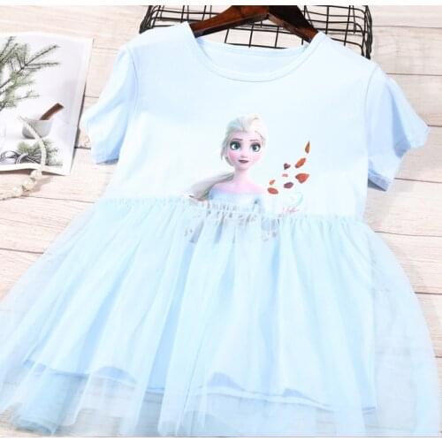 Disney Baby Girls Dresses Cartoon Frozen Anna Elsa Sophia Print Princess Mesh Dress Cotton Baby Clothes Girl Ball Gown Costumes