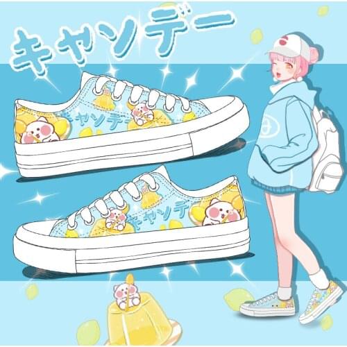 Amy and Michael 2021 Summer Anime Cute Girls Students Hand Painted Canvas Shoes Light Breathable Fashion Woman Vulcanize Shoes