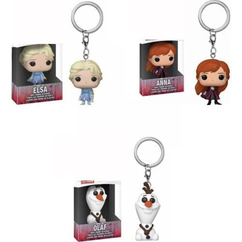Funko POP Disney Figure Keychain funko POP Frozen 2 Princess Anna Elsa Olaf Collection Toys for Children with Box Bag Pendant