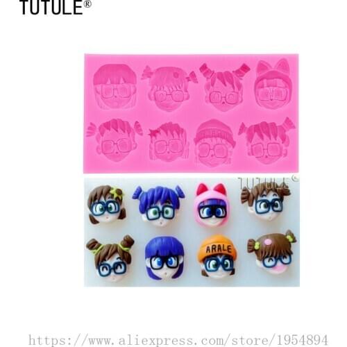 Little girl cartoon cute avatar Mold,Paraffin Wax Plaster mold,Polymer Clay Mold Resin Crafts Mould,Fondant chocolate cake mold