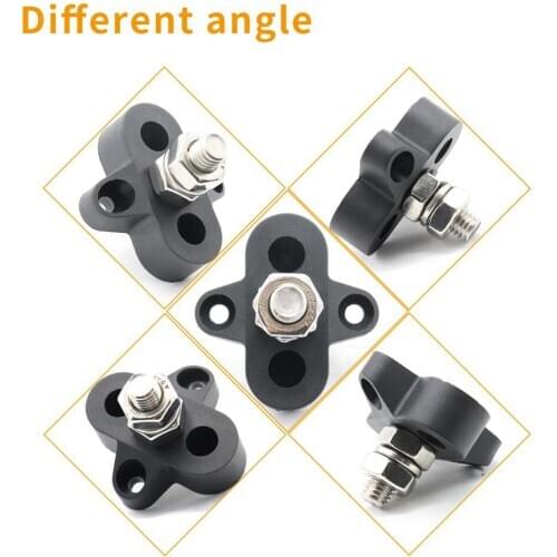 Truck Boat Bus Bar Single M8 Terminal Positive Power Distribution Stud Black