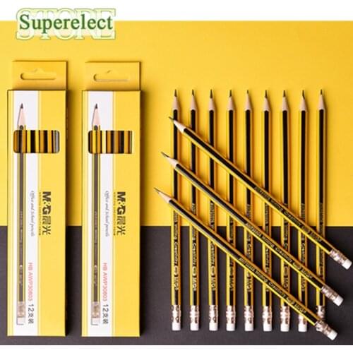 M&G HB Pencils Pre-sharpened HB School Pencils with Eraser Lead Wood Pencil Wooden Graphite Pencil Stationery School