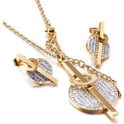 New Fashion Stainless steel Necklance Pendants and Earrings Jewelry set Lock and key sharpe