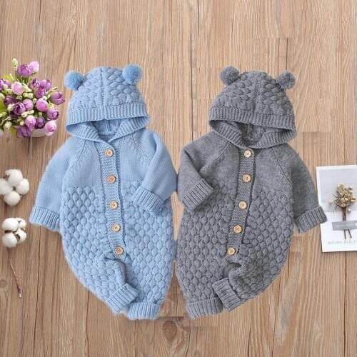 Baby Boys Girls Clothing Sets Winter Sweater hair ball hooded knit jumpsuit Cardigan Jacket Baby Sweater Coat Winter Sweaters