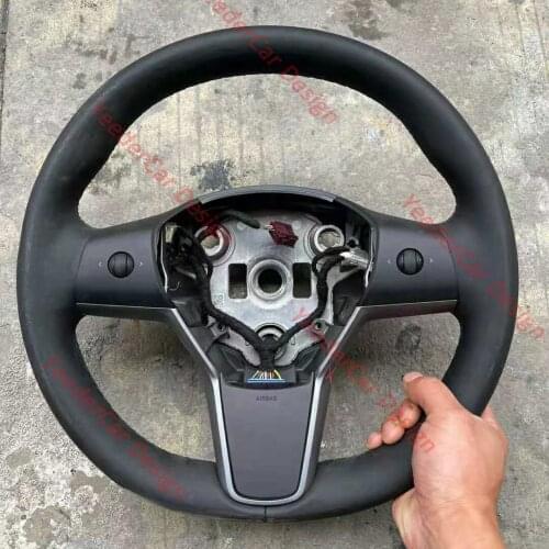 Leather Steering Wheel for Tesla Model 3 2017 2018 2019 2020Model Y