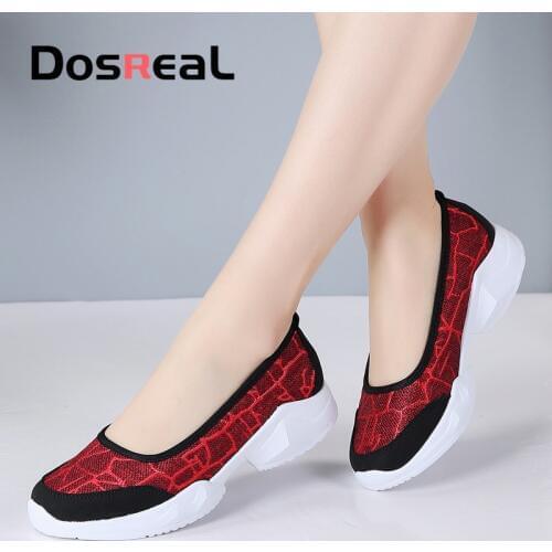Dosreal Autumn Women Shoes Women Breathable Mesh Sneakers Shoes Ballet Flats Ladies Slip On Flats Loafers Shoes Plus Size