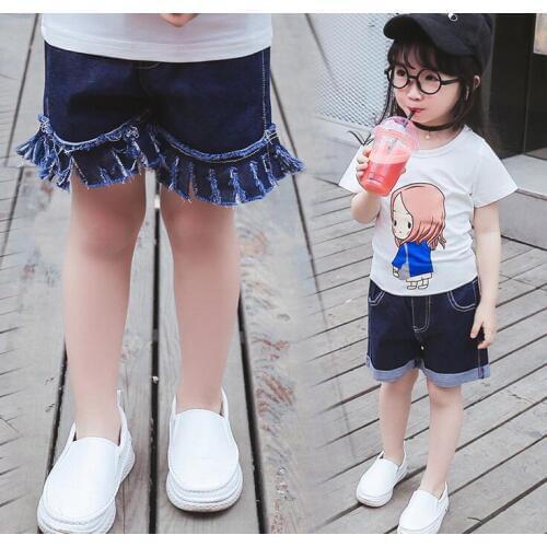 2017 Summer New Fashion Children Girls tassel denim shorts Summer Kids Girls Shorts Pants Girls Blue Jeans Pants Casual Trousers