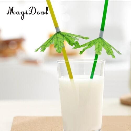 MagiDeal 10pcs/Set Hawaiian Tropical Coconut Tree Cocktail Drinking Straws Sipping Straws Wedding Birthday Party Table Decor