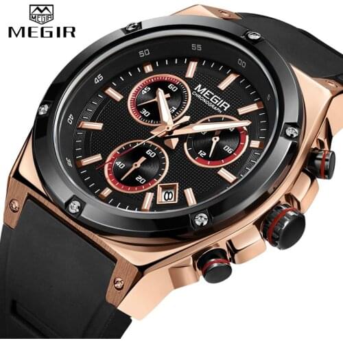 MEGIR Luxury Mens Sport Watches Casual Silicone Waterproof Luminous Watch Men Date Analogue Quartz Wristwatch Relogio Masculino
