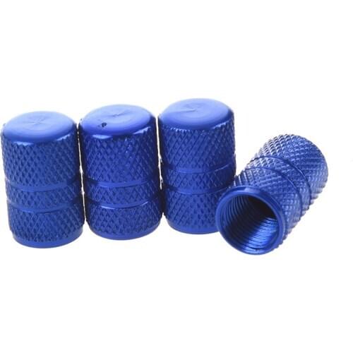 4 PCS Metal Car Auto Tire Valve Stem Covers Caps Blue
