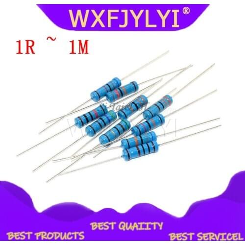 50pcs 1W Metal film resistor 1% 1R ~ 1M 2R 10R 22R 47R 100R 330R 1K 4.7K 10K 22K 47K 100K 330K 470K 1 2 10 22 47 100 330 ohm