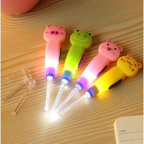 Fashion Ear Cleaner LED Lighting Earwax Spoon Clean Flashlight Earpick Handle Gift Flashlight Earpick Tweezers Brand Kids Safety