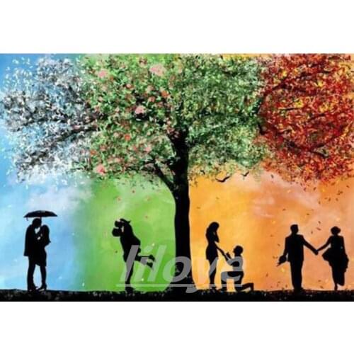 Full Drill 5D Diamond Painting Kit Love Romance Couple 4 Seasons Tree Square/Round Mosaic Birthday Home Decor Gifts Crafts CV572