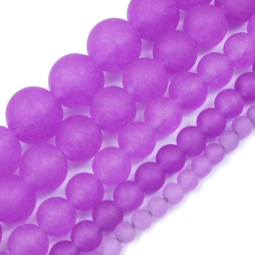 Natural Stone Matte Purple Chalcedony Frosted Beads Round Loose Spacer Beads 4 6 8 10 12MM For Jewelry Making Fit DIY Bracelet