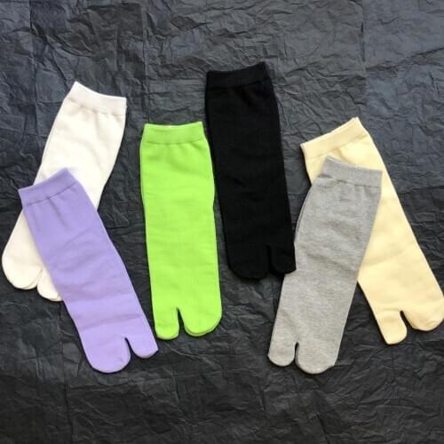 Solid Women Combed Cotton Tabi Socks Spring Summer Comfortable Breathable Two-toed Socks Japanese Harajuku Female Split Toe Sock